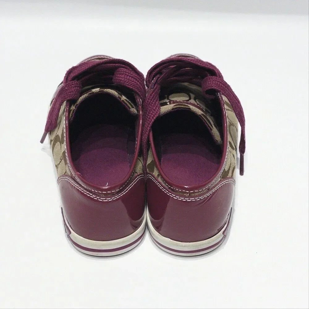 Coach Brodi Burgundy Patent Leather Signature C Monogram Sneakers Women 6.5B